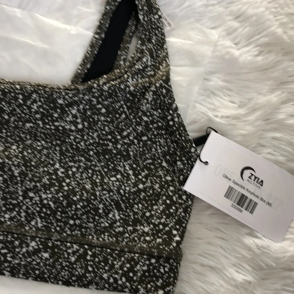 ZYIA Olive Green Speckled Sports Bra - Medium - Picture 12 of 13